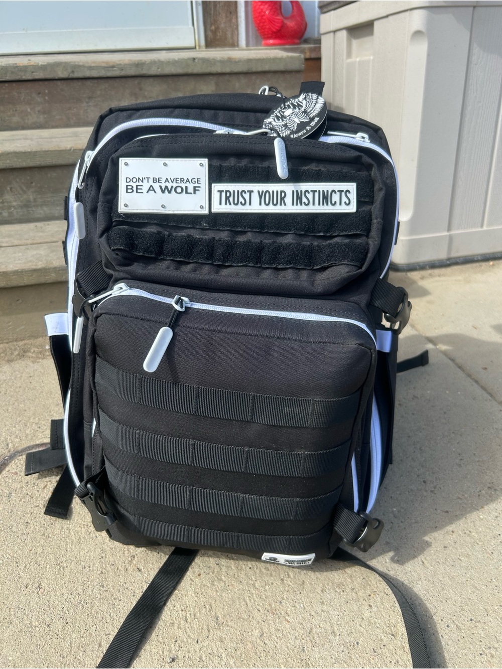 Black Backpack with White Accents - Tactical, Meal Management 45 L